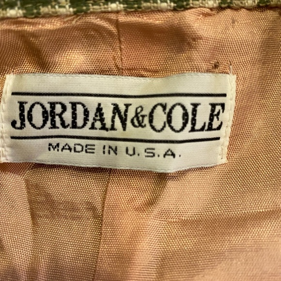 Jordan & Cole Womens Blazer w Ties to Cinch Waist / White, Green Tan Check / M - Picture 15 of 15